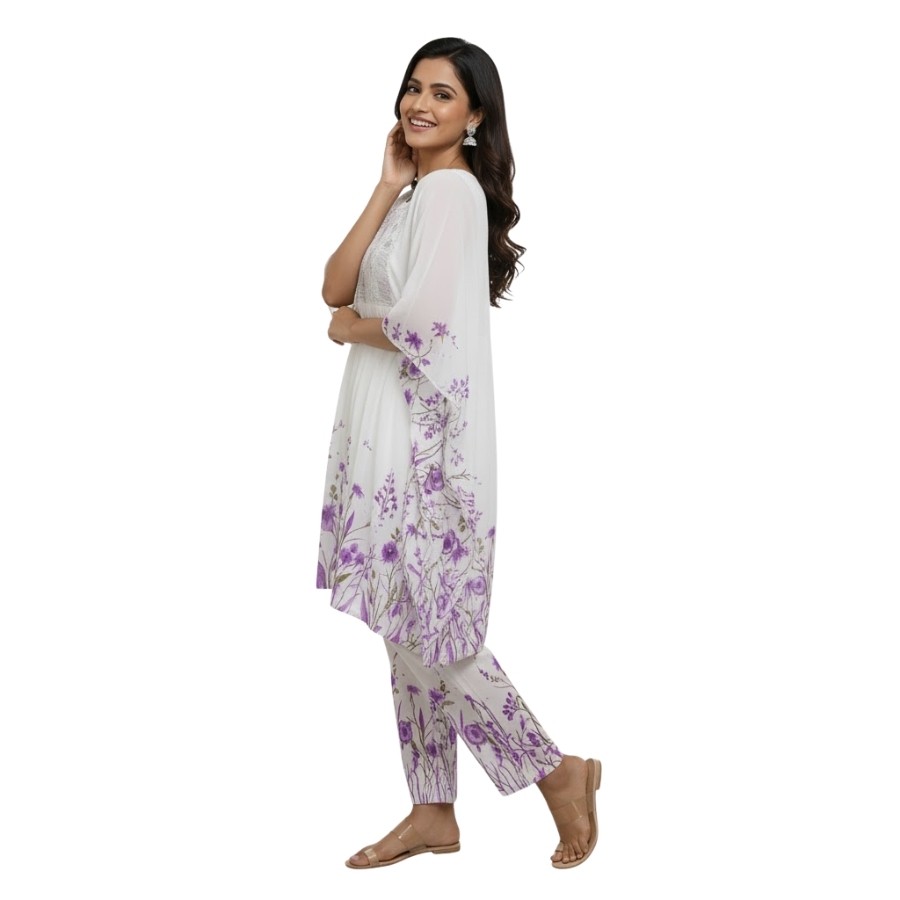 Elegant Floral Kurti Set – Curian Fancy Cotton