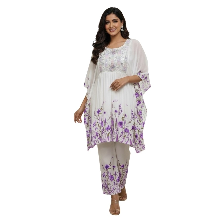 Elegant Floral Kurti Set – Curian Fancy Cotton